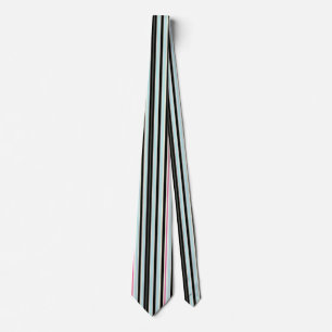 Black Blue White Pink Vertical Stripe Pattern Tie