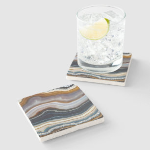 Black Blue White Terracotta Agate Geode Stone Coaster