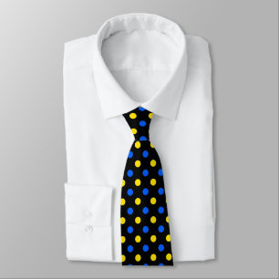 Black Blue Yellow Polka Dots Design  Tie