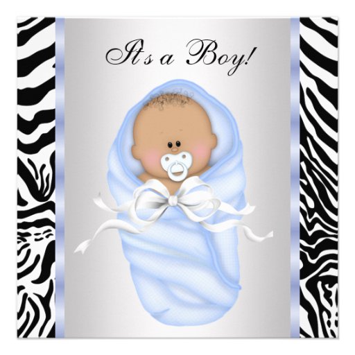 Blue Zebra Baby Shower Invitations 10