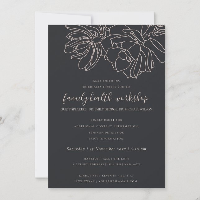 BLACK BLUSH DESERT CACTI SUCCULENT  WORKSHOP EVENT INVITATION (Front)