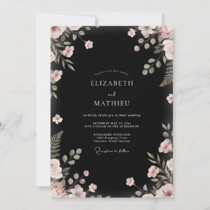 Black Blush Foliage Eucalyptus Wedding Invitation
