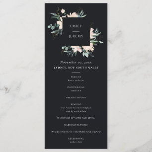 BLACK BLUSH GOLD FLORAL WEDDING CEREMONY PROGRAM