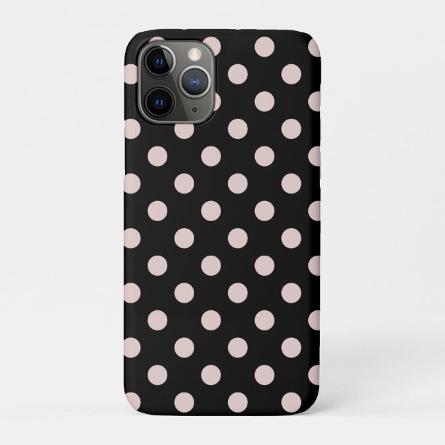 Black & Blush Light Pink Polka Dots Dot Case-Mate iPhone Case (Back)