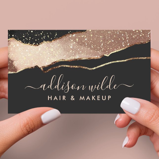 Black Blush Pink And Gold Elegant Modern Business Card (Creator Uploaded)