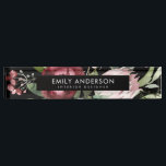 BLACK BLUSH PINK BURGUNDY PROTEA FLORAL WATERCOLOR NAMEPLATE<br><div class="desc">If you need any further customisation please feel free to message me on yellowfebstudio@gmail.com</div>