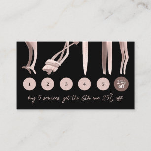 Black Blush Pink Eyelash Curl Makeup tools loyalty Business Card