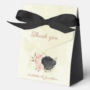 black blush pink flowers favor box