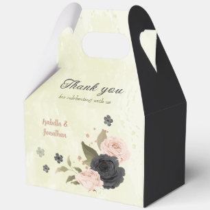 black blush pink flowers favor box