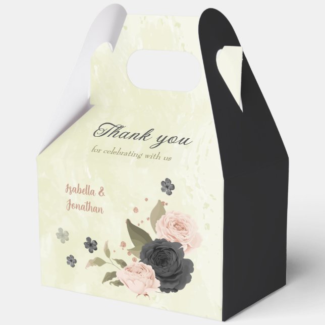 black blush pink flowers  favor box (Front)