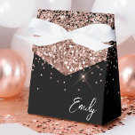 Black Blush Pink Girly Glitter Monogram Name Favor Box<br><div class="desc">Girly Black and Rose Gold - Blush Pink Sparkle Glitter Monogram Name and Initial Paper Party Gift Boxes This makes the perfect sweet 16 birthday,  wedding,  bridal shower,  anniversary,  baby shower or bachelorette party gift for someone that loves glam luxury and chic styles.</div>