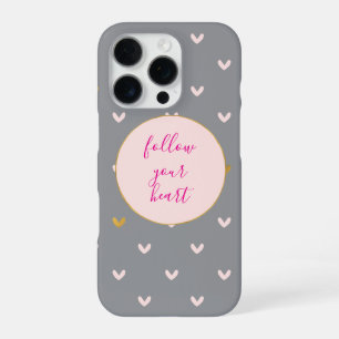 Black Blush Pink Grey Gold Hearts iPhone 16 Pro Case