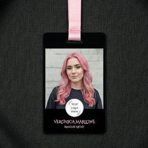 Black Blush Pink Logo Photo Makeup Badge
