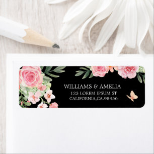 Black Blush Pink & Peach Floral Winter Wedding