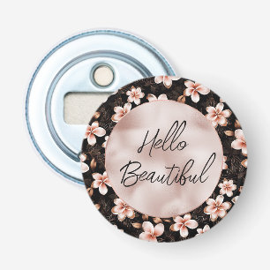 Black Blush Pink Rose Gold Floral Bottle Opener