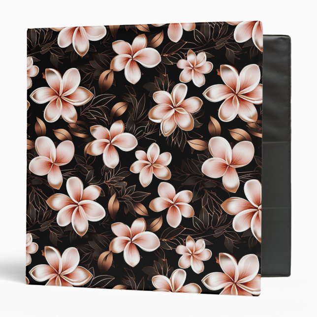 Black Blush Pink Rose Gold Floral Bridal Shower Binder (Front/Inside)