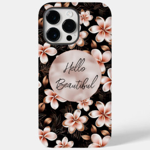 Black Blush Pink Rose Gold Floral Case-Mate iPhone 14 Pro Max Case