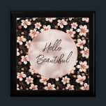 Black Blush Pink Rose Gold Floral Gift Box<br><div class="desc">Black Blush Pink Rose Gold Floral personalized quote</div>