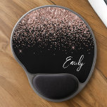 Black Blush Pink Rose Gold Glitter Girly Name Gel Mouse Pad<br><div class="desc">Black and Rose Gold - Blush Pink Sparkle Glitter Monogram Name and Initial Mousepad (Mouse Pad). This makes the perfect sweet 16 birthday,  wedding,  bridal shower,  anniversary,  baby shower or bachelorette party gift for someone that loves glam luxury and chic styles.</div>