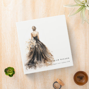 Black Blush Watercolor Wedding Gown Bridal Shower Binder