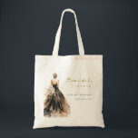 Black Blush Watercolor Wedding Gown Bridal Shower Tote Bag<br><div class="desc">If you need any further customization please feel free to message me on yellowfebstudio@gmail.com.</div>