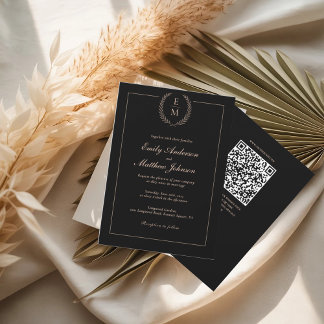 Black Blush Wedding Invitation QR Code