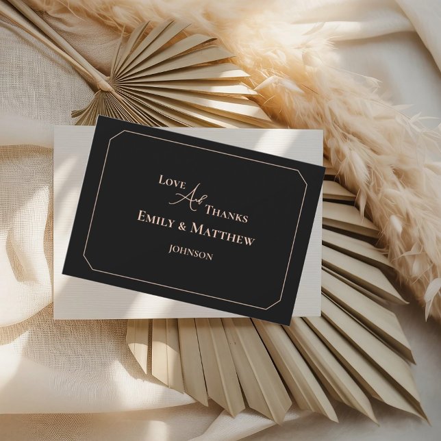 Black Blush Wedding Thank You Card With QR Code (Creator Uploaded)