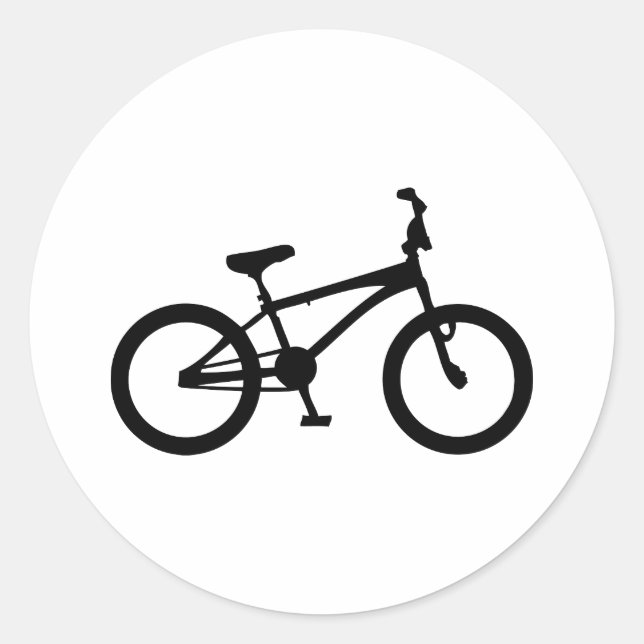 black bmx bicycle classic round sticker (Front)