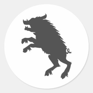 Black Boar medieval silhouette Classic Round Sticker
