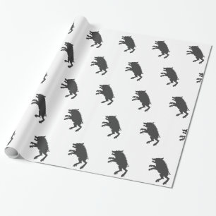 Black Boar medieval silhouette Wrapping Paper