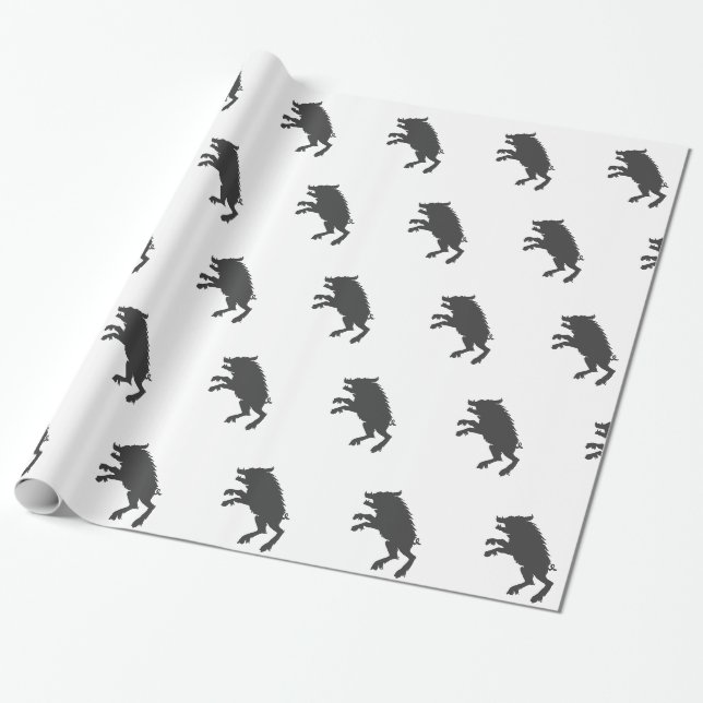Black Boar  medieval  silhouette Wrapping Paper (Unrolled)