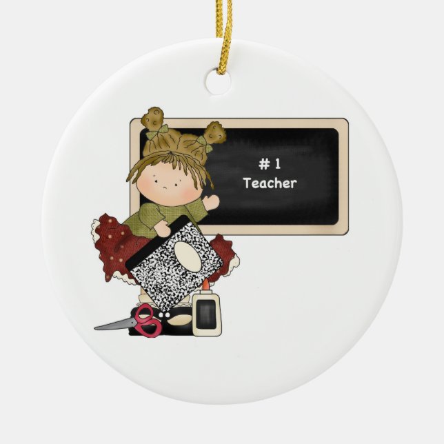 Black Board #1 Teacher Ceramic Ornament (Front)