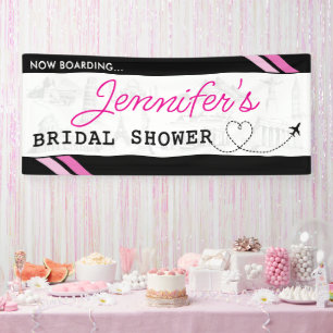Black Boarding Pass Bridal Shower Banner