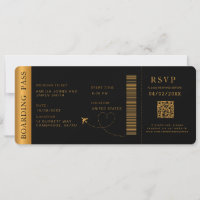 Black Boarding Pass Destination wedding QR code 