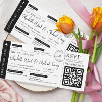 Black Boarding Pass Travel Destination Wedding