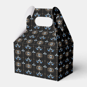 Black bohemian retro evil eye pattern favor box