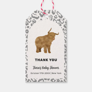 Black Boho Arch Holy Cow Western Baby Shower Gift Tags
