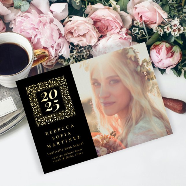 Black Boho Natural Photo Graduation Announcement (Creator Uploaded)