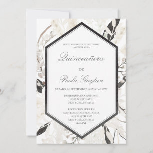 Black boho quinceañera en español invitation