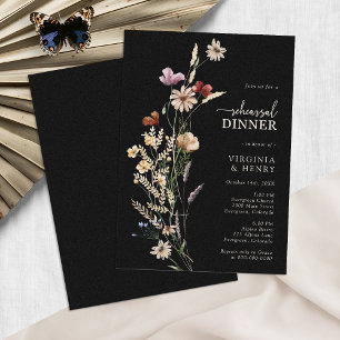 Black Boho Rehearsal Dinner Invitation