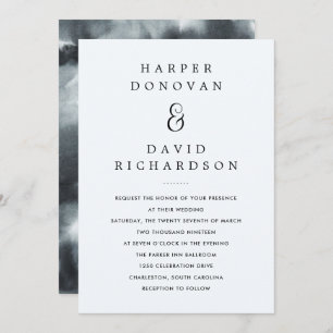 Black Boho Watercolor Wedding Invitation