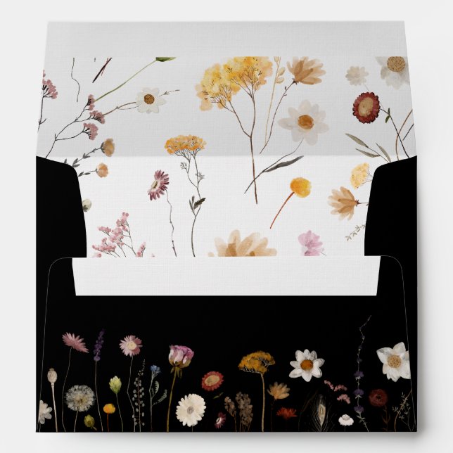 Black Boho Wildflower Envelope (Back (Bottom))