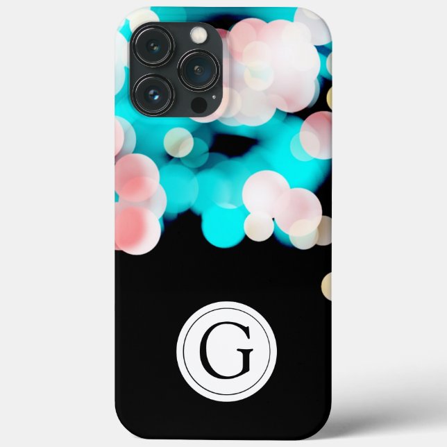 Black Bokeh Personalized Monogram Iphone Case-Mate iPhone Case (Back)