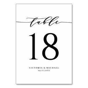 Black Bold and Simple Minimalist Script Wedding Table Number