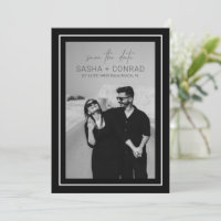 Black Bold Border Photo Modern Wedding