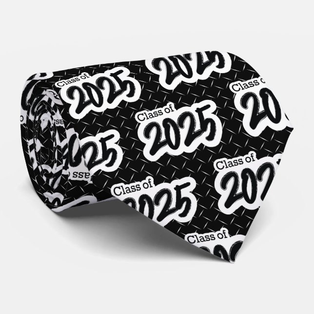 Black Bold Brush Class of 2025  Tie (Rolled)