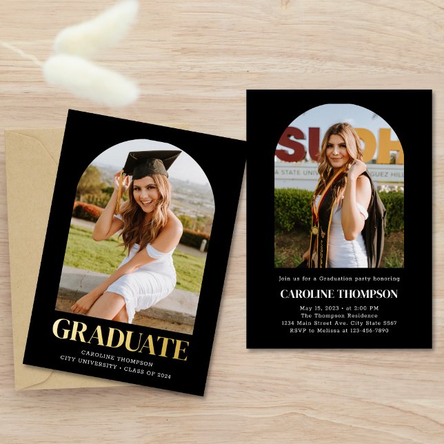 Black Bold Gold Typography 2 Photo Arch Graduation (Creator Uploaded)