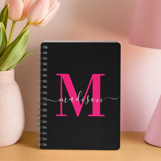 Black & Bold Hot Pink Monogram Initial Typography Planner (Creator Uploaded)