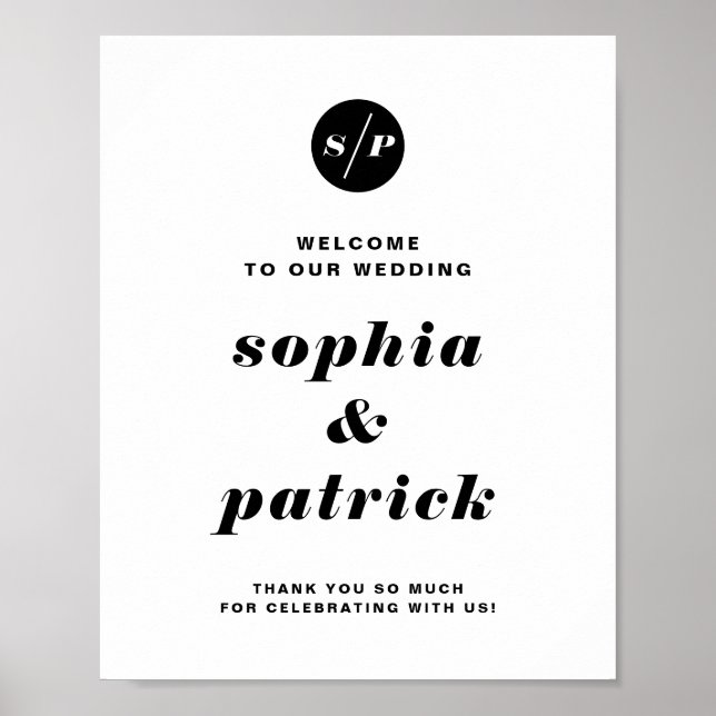 Black Bold Italic Typography Wedding Welcome Poster (Front)