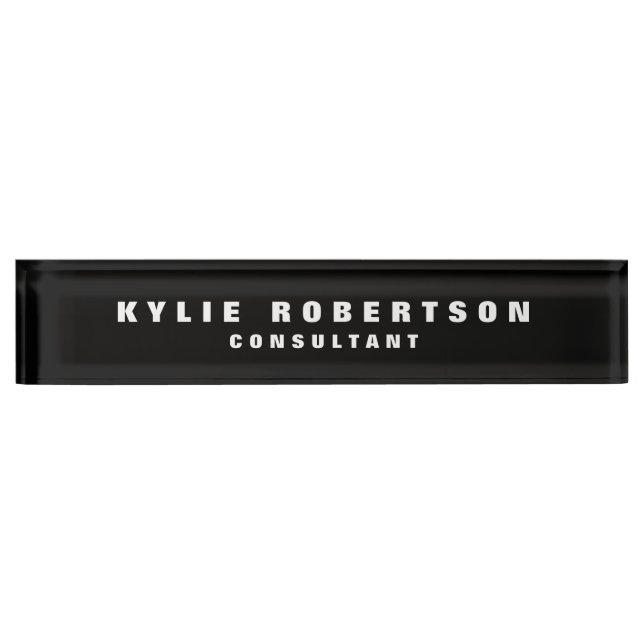 Black Bold Legible Professional Trendy Modern Nameplate (Front)